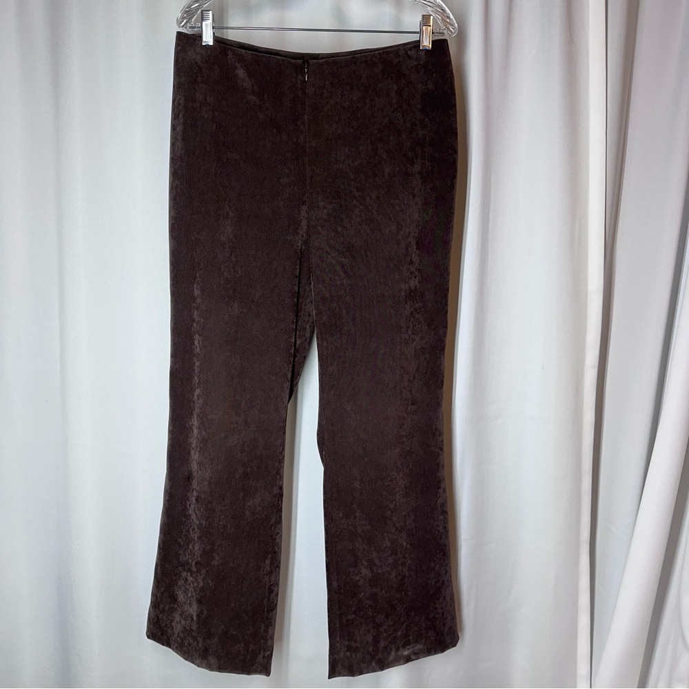 Vtg Doncaster Sport Brown Microfiber Pants Sz 10 Mid Rise Side Zip Wide Leg EUC‎